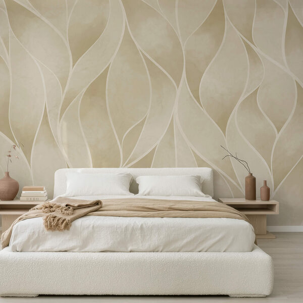 Wall mural Wall mural White and tan wavy pattern (SKU: t00678)