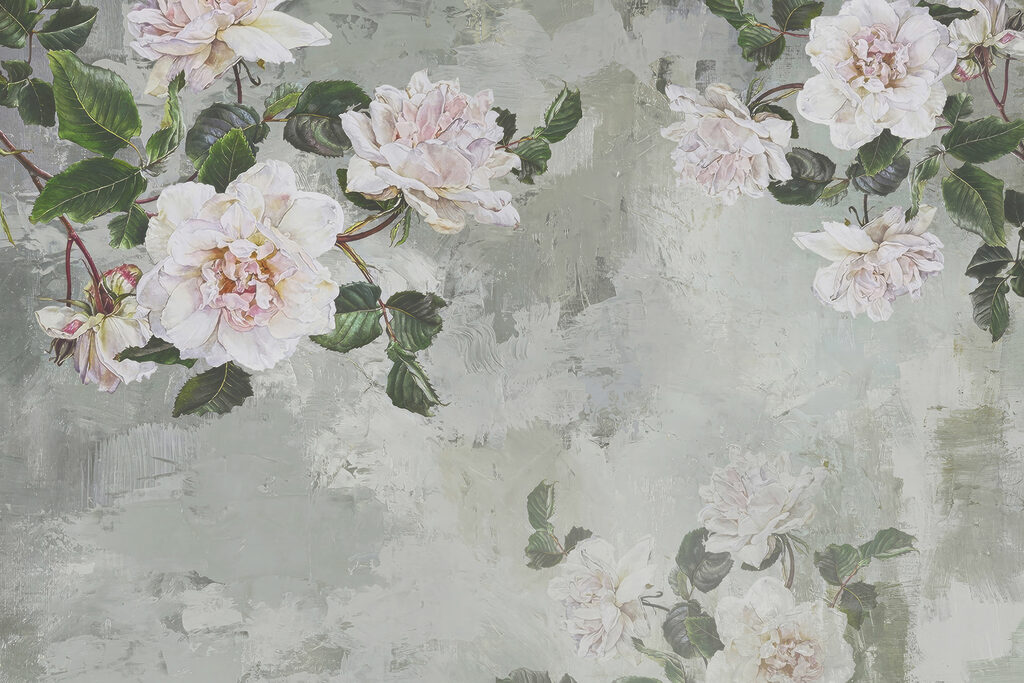 Painting of flowers on a wall