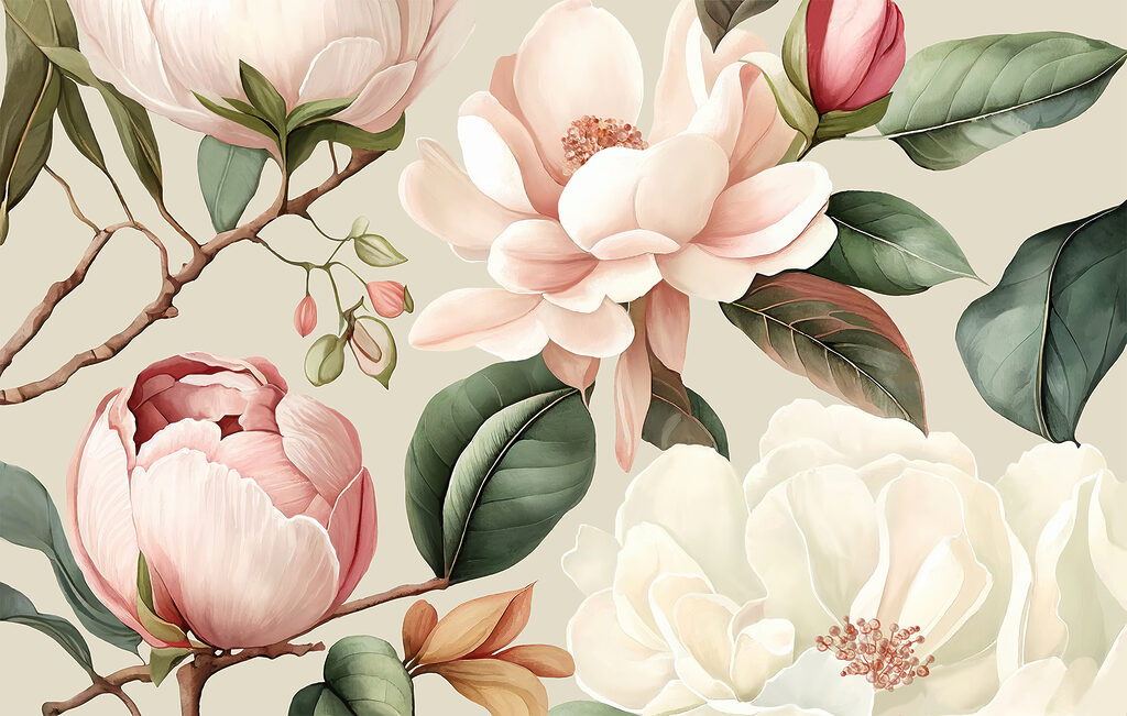 Elegant flowers in soft pastel colors