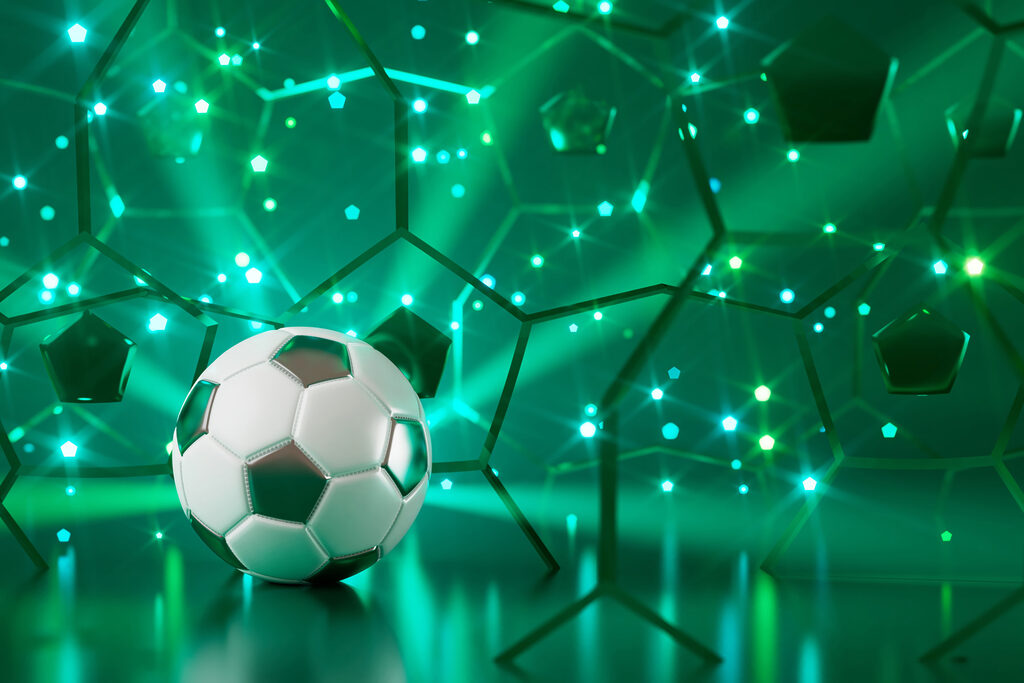 Football ball on a reflective surface Football ball on a reflective surface