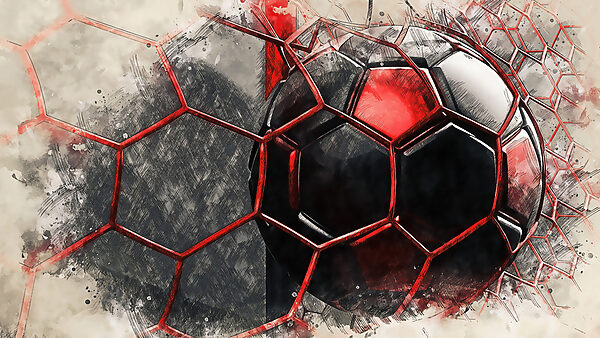 Football ball in a net