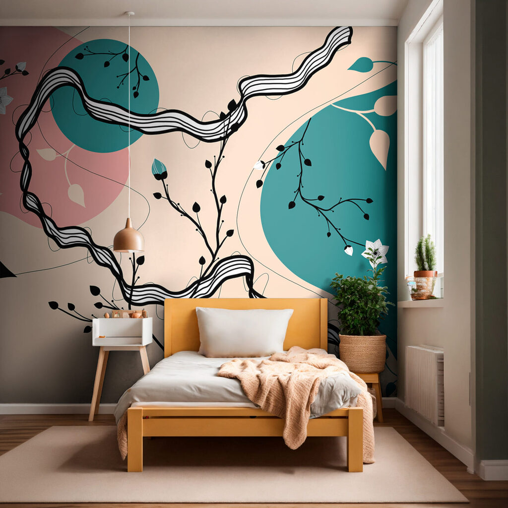 Drawing of a tree with flowers and leaves