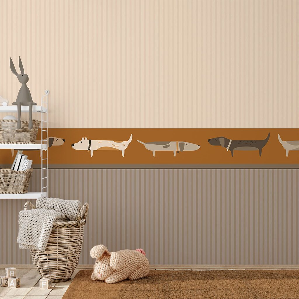 Row of dogs on a wall