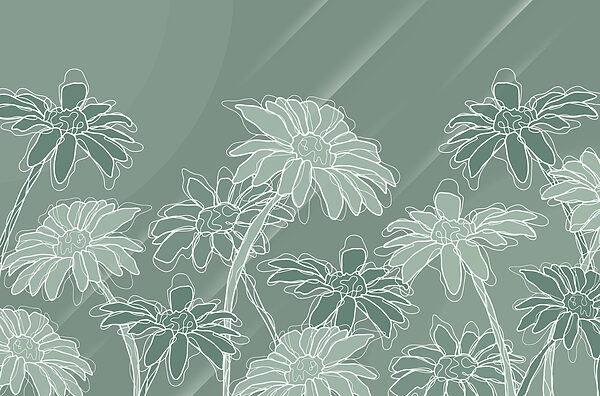 Group of flowers on a green background