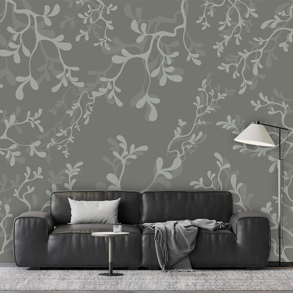 Wall mural Grey background with branches