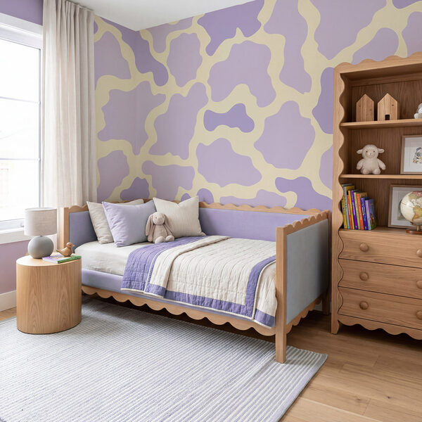 Purple and yellow cow pattern