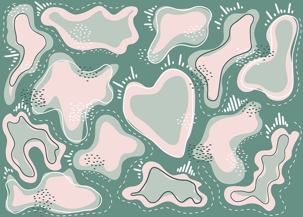 Group of pink and white shapes
