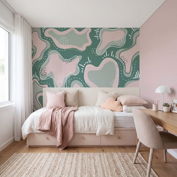Group of pink and white shapes