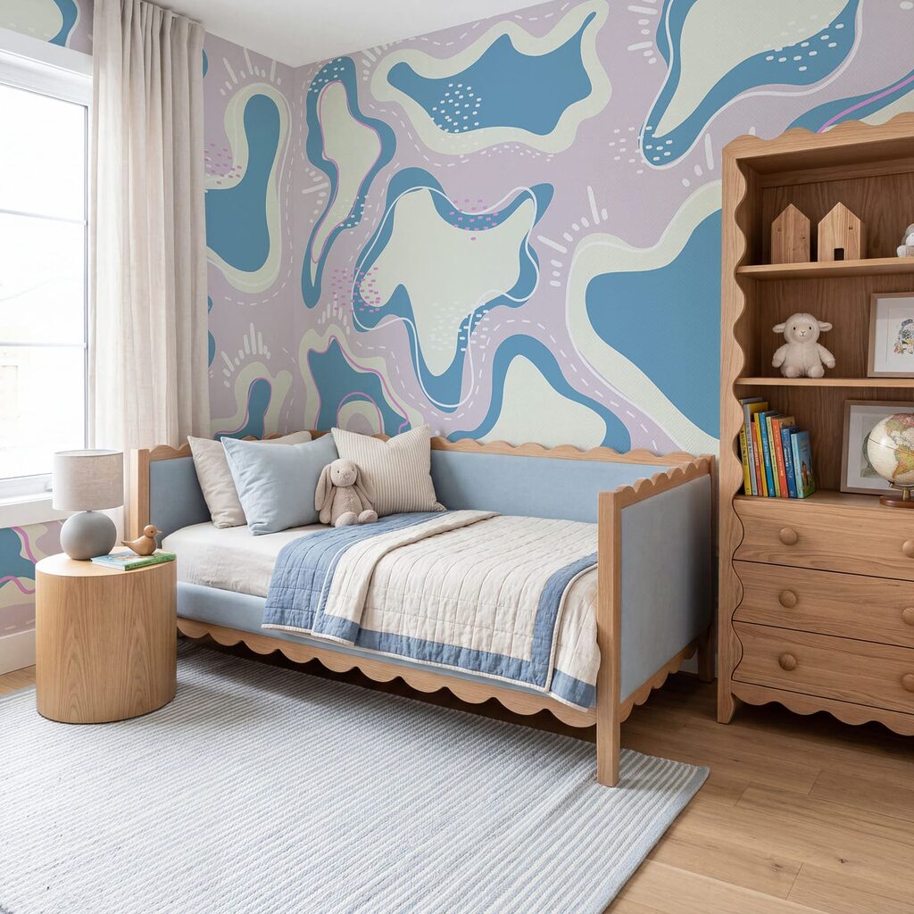 Blue and white shapes