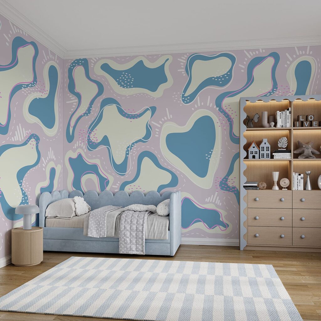 Blue and white shapes