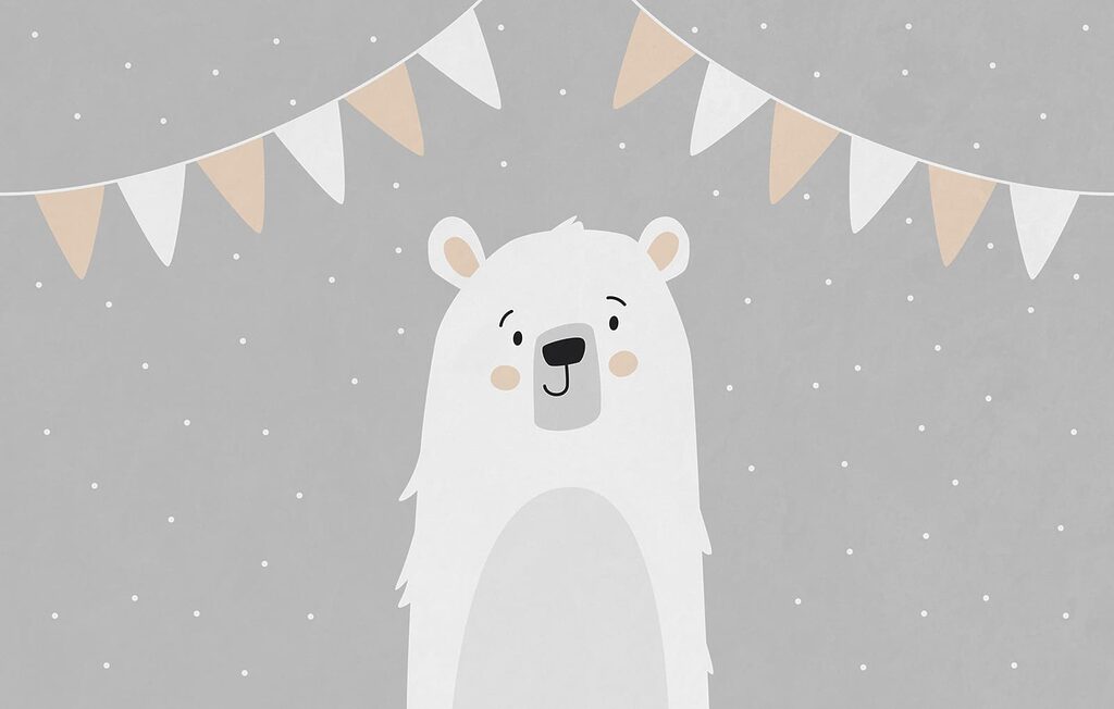 White bear with a grey background