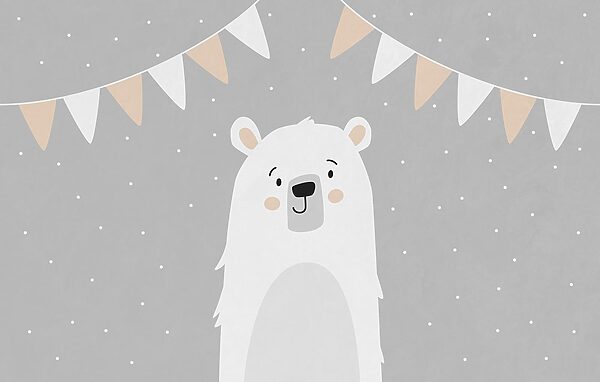 White bear with a grey background