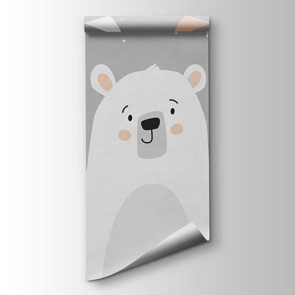 White bear with a grey background