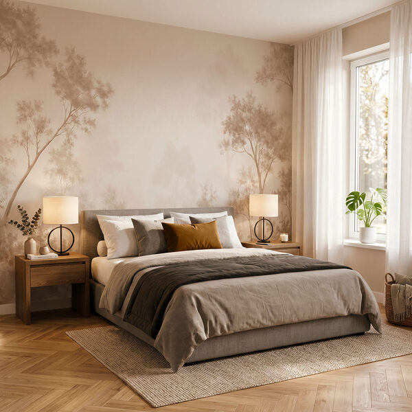 Wall mural Foggy forest with trees (SKU: t00721) Wall mural Wall mural Foggy forest with trees (SKU: t00721)