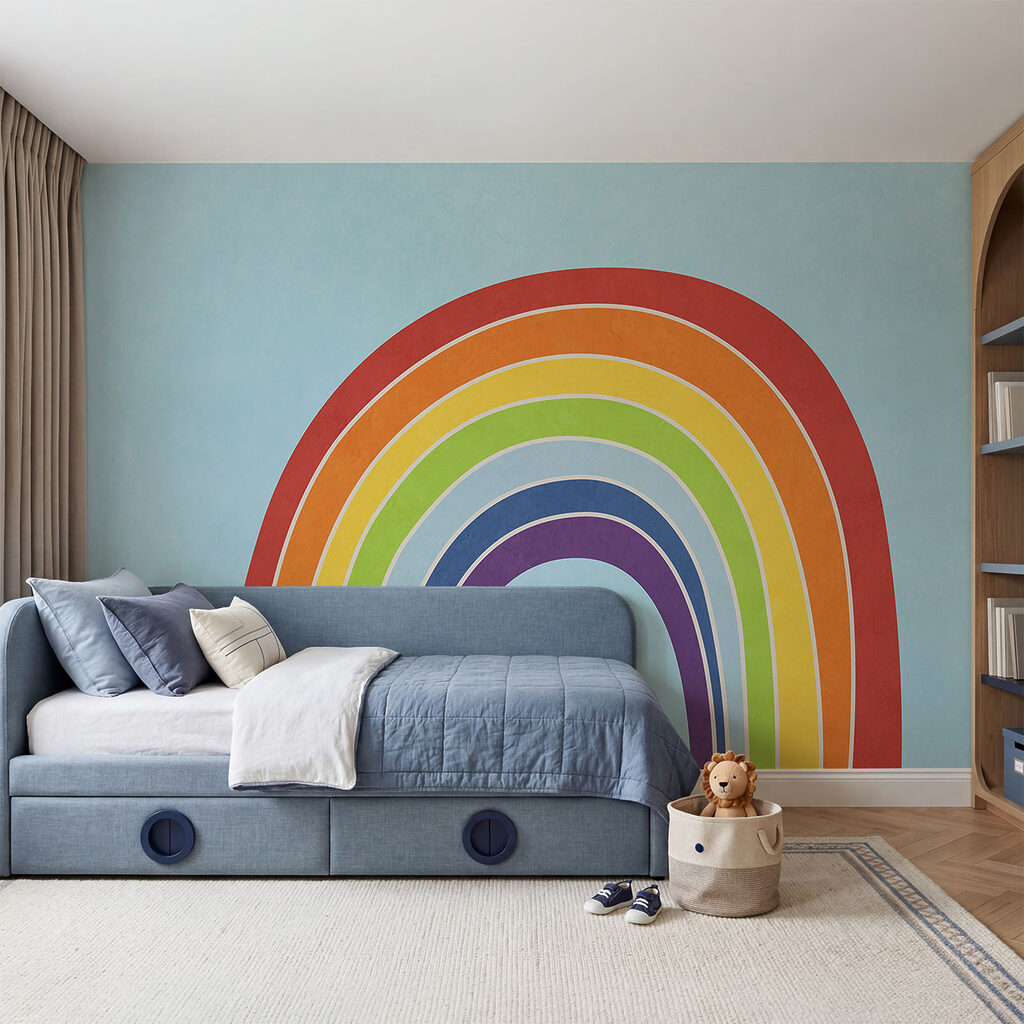 Rainbow with a blue background