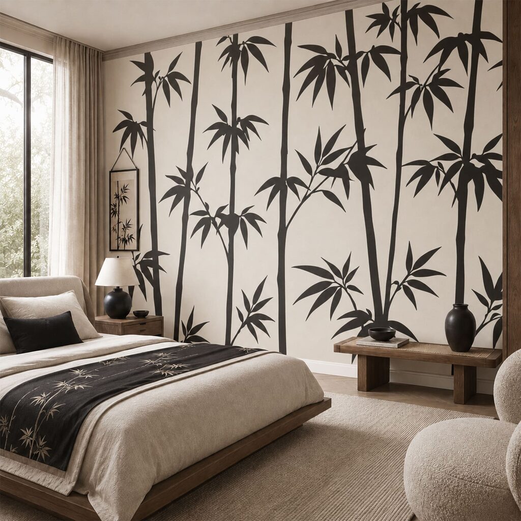 Silhouette of bamboo trees