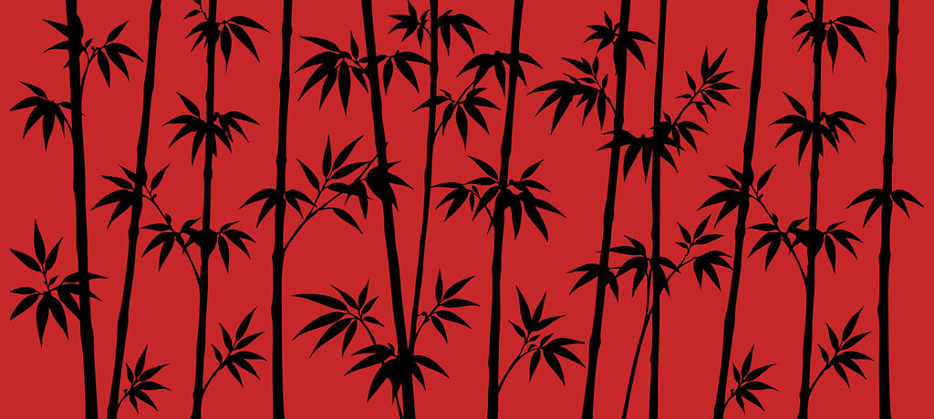 Black silhouettes of bamboo
