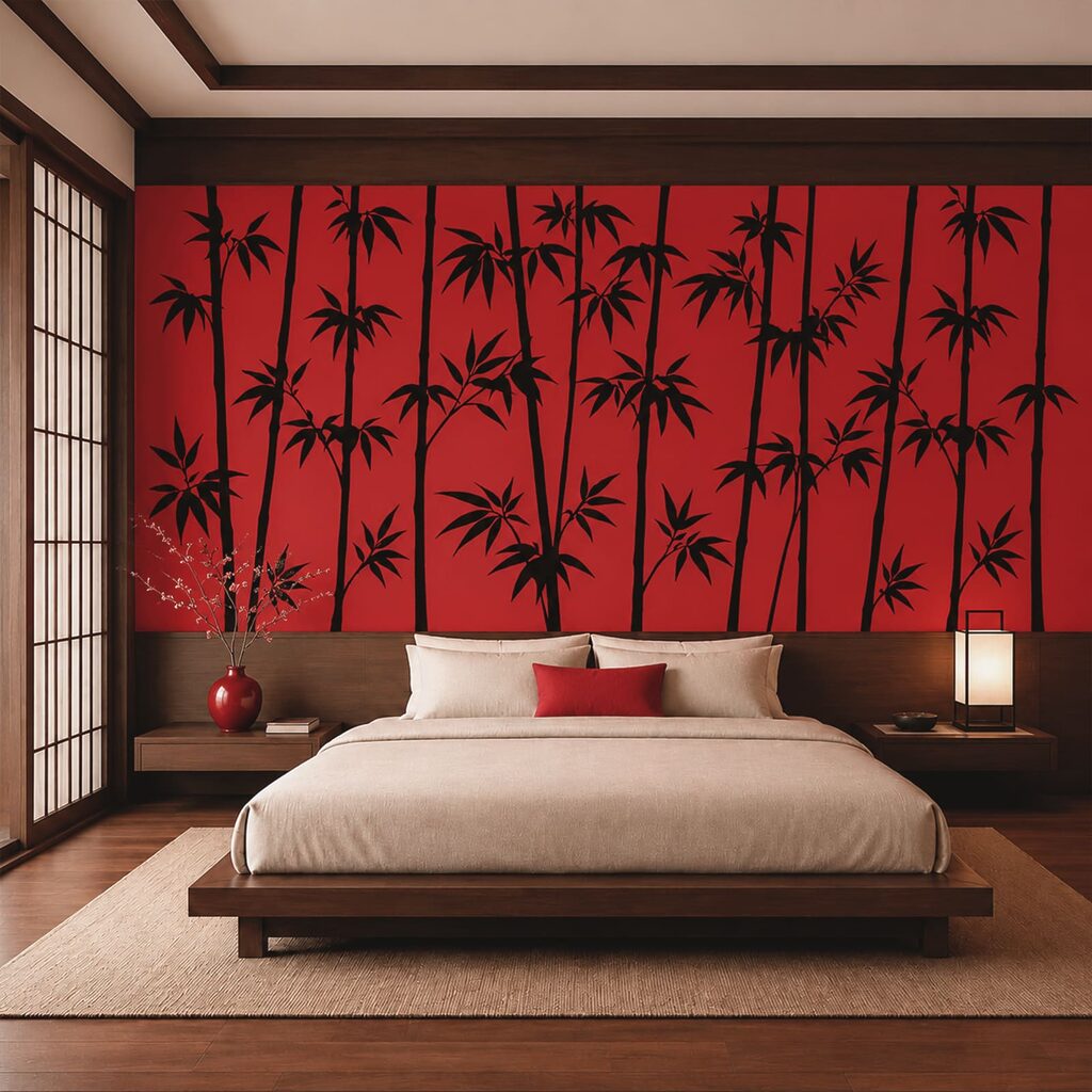 Black silhouettes of bamboo