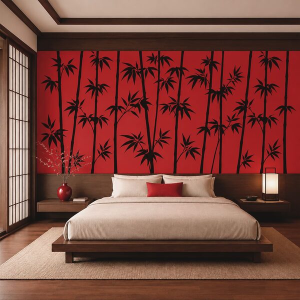 Black silhouettes of bamboo
