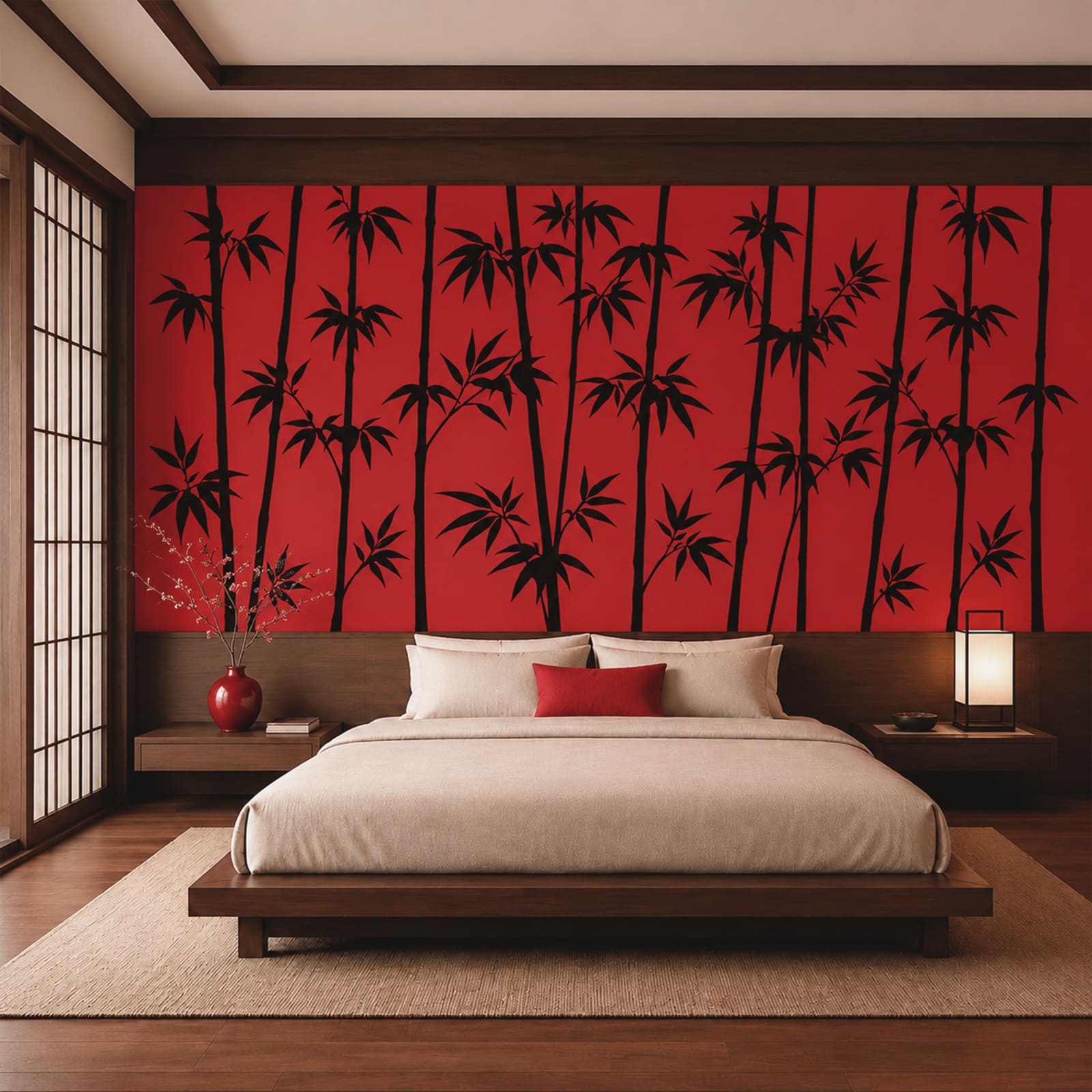 Black silhouettes of bamboo