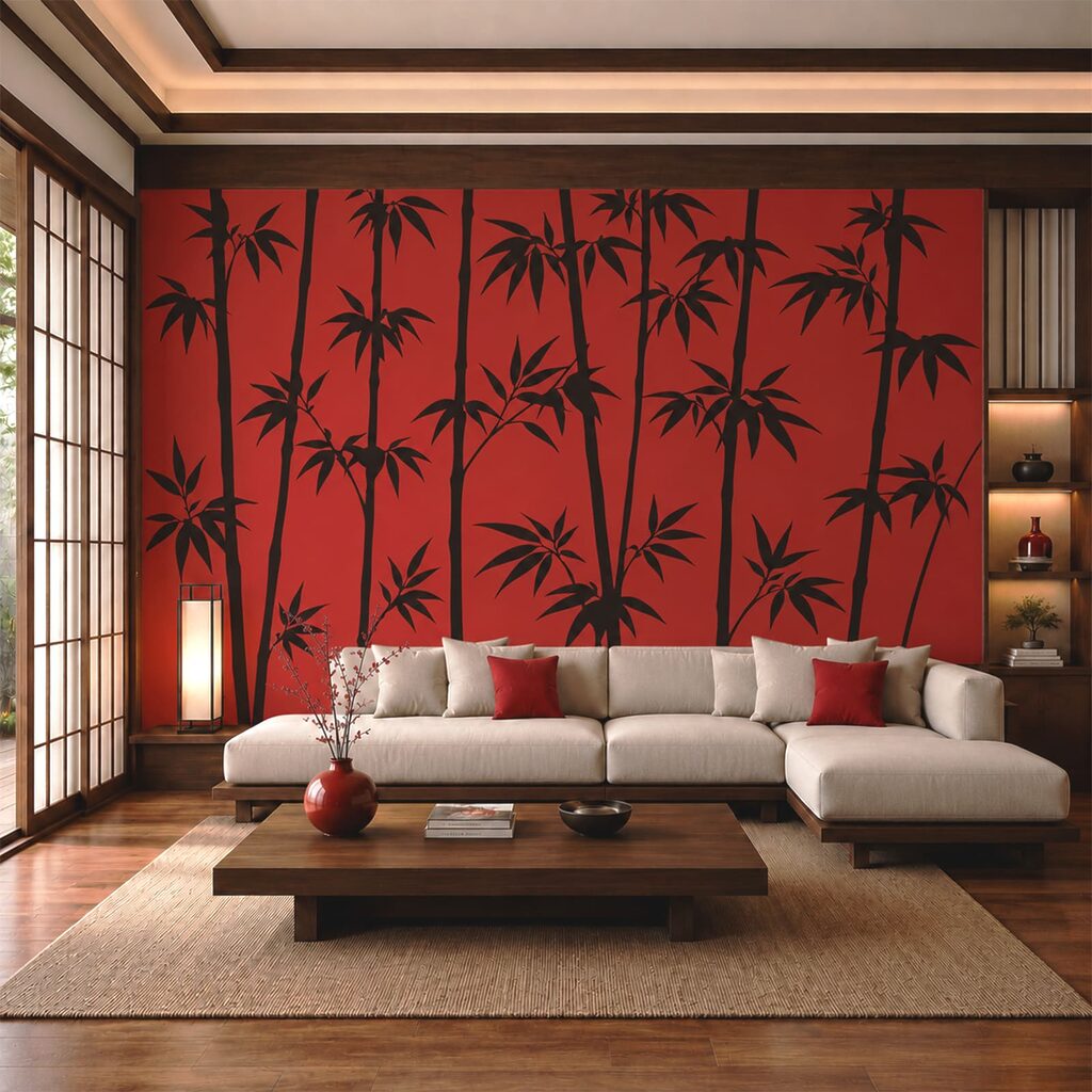 Black silhouettes of bamboo
