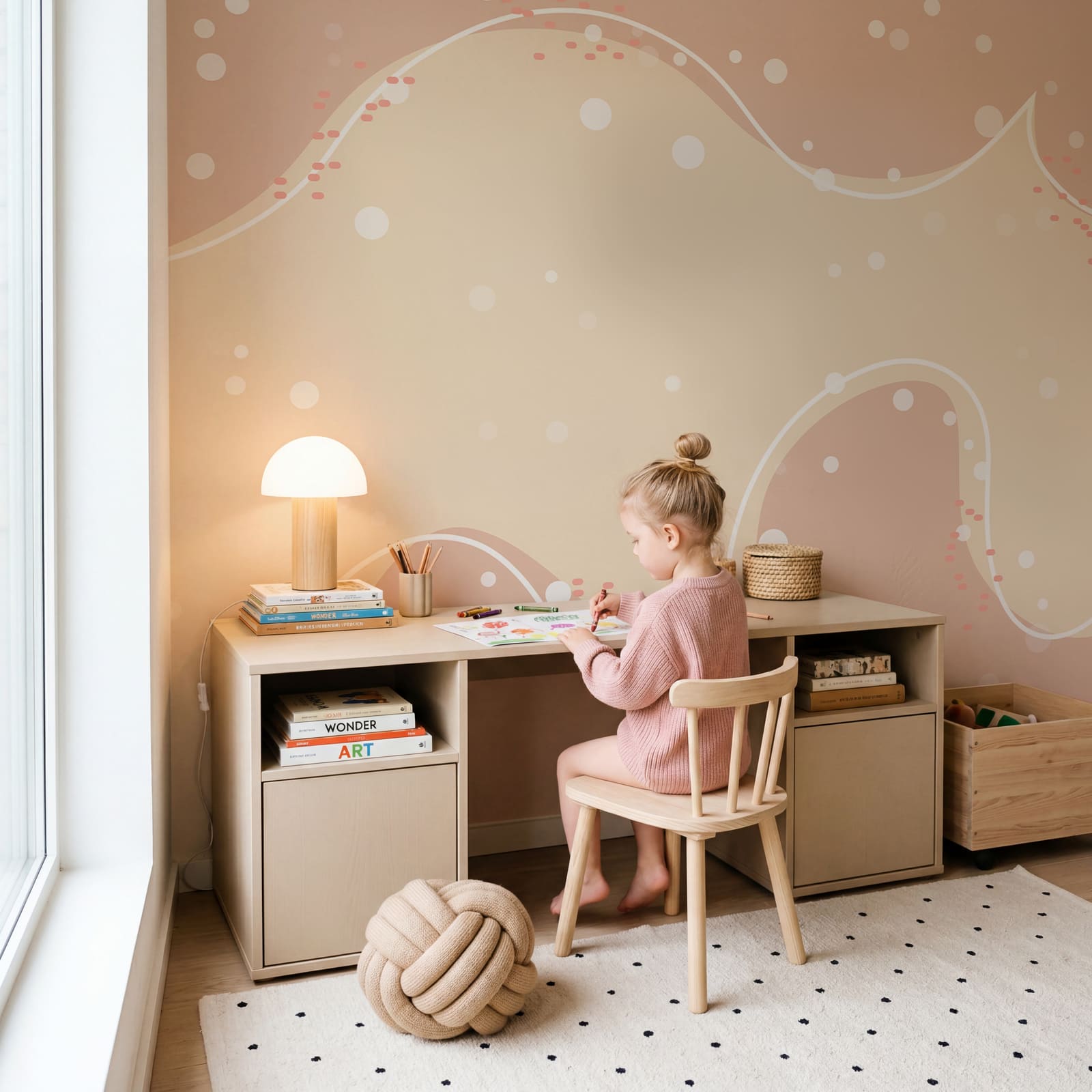 White and pink background with dots White and pink background with dots