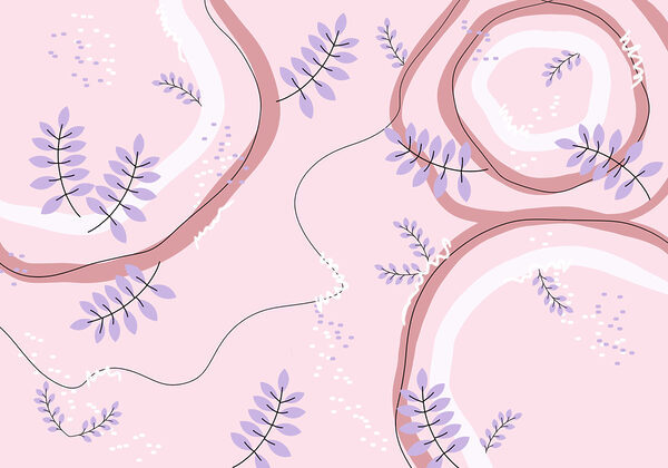 Pink and purple pattern with leaves