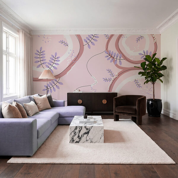 Pink and purple pattern with leaves