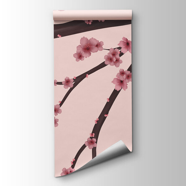 Tree branch with pink flowers