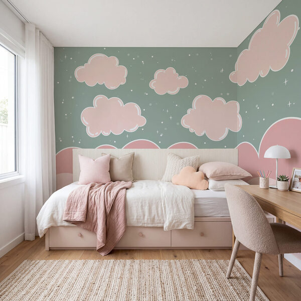 Pink clouds in the sky