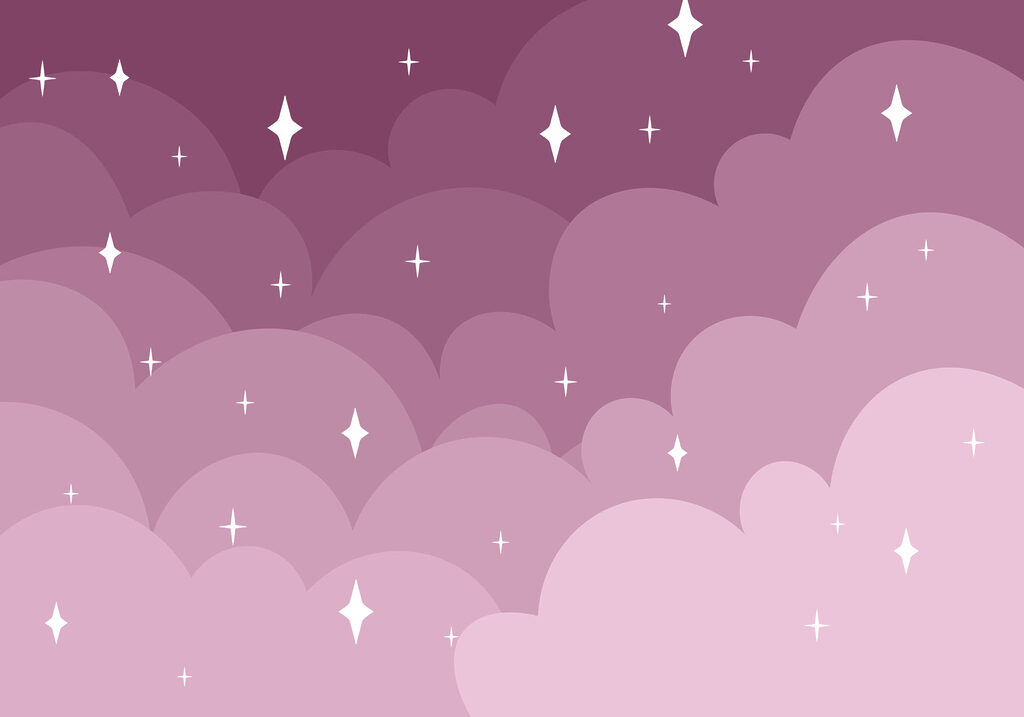 Purple and pink clouds and stars