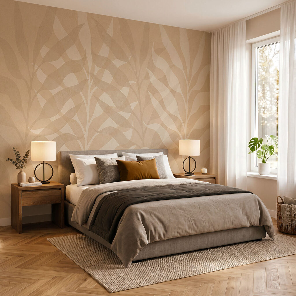 White and tan leaf pattern