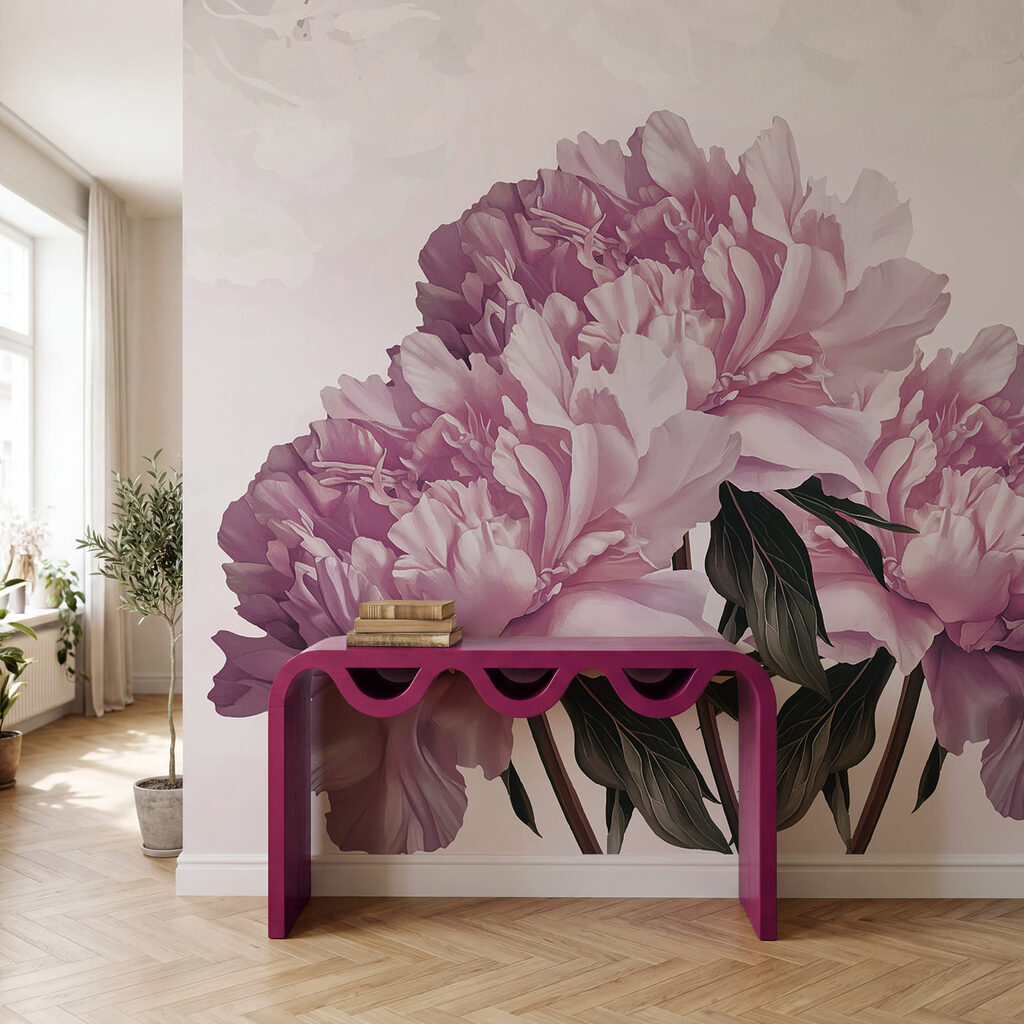 Blooming peonies in soft hues