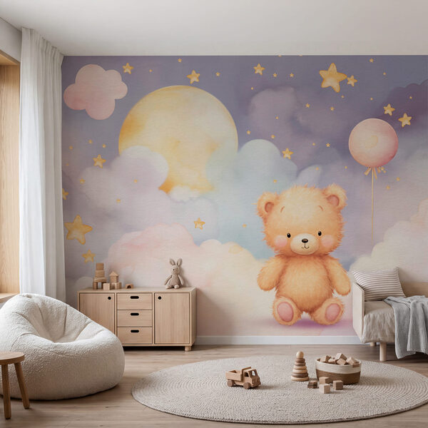 Wall mural Teddy bear sitting on a cloud (SKU: w03864) Wall mural Wall mural Teddy bear sitting on a cloud (SKU: w03864)
