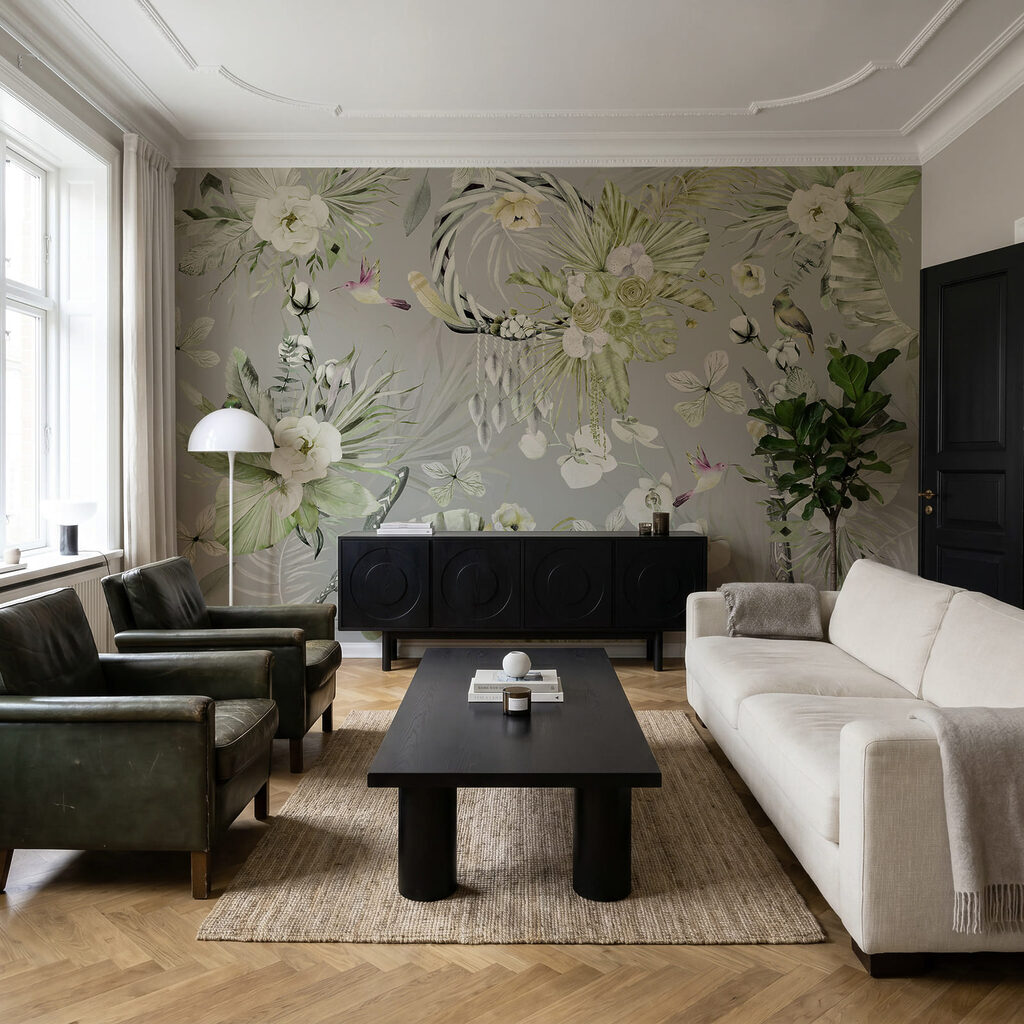 Floral pattern with birds and flowers
