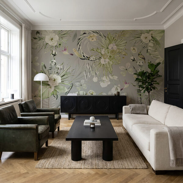 Floral pattern with birds and flowers