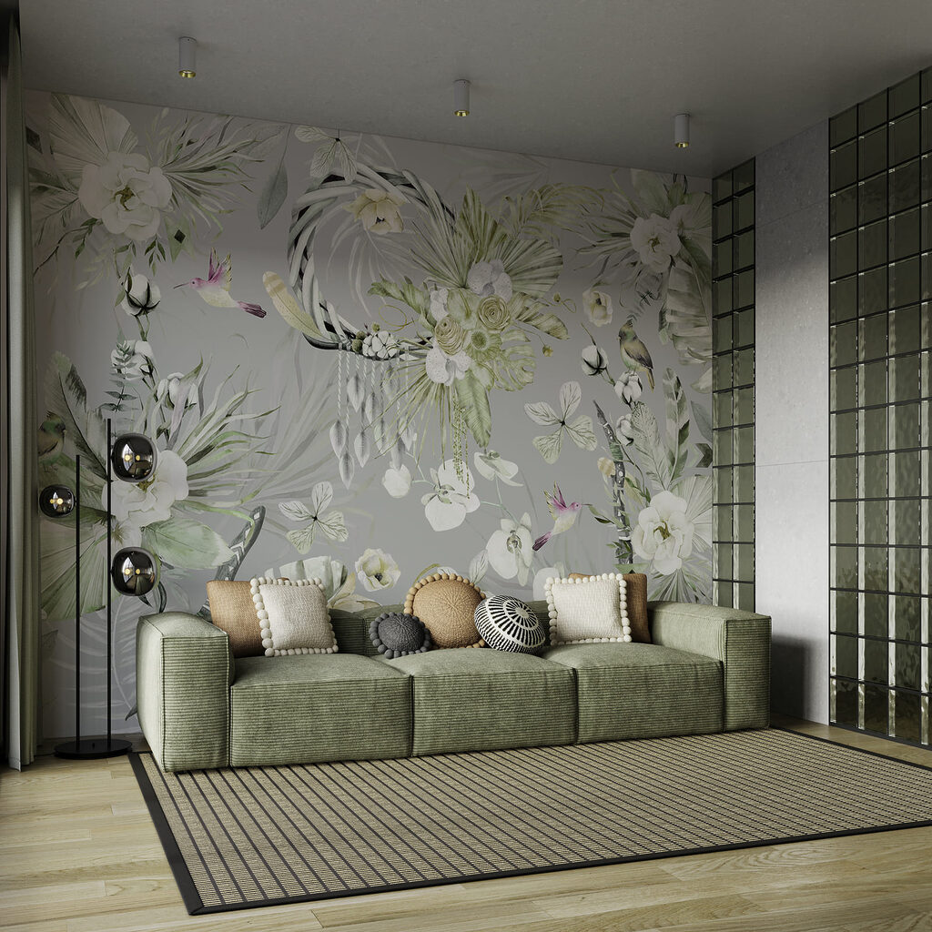 Floral pattern with birds and flowers