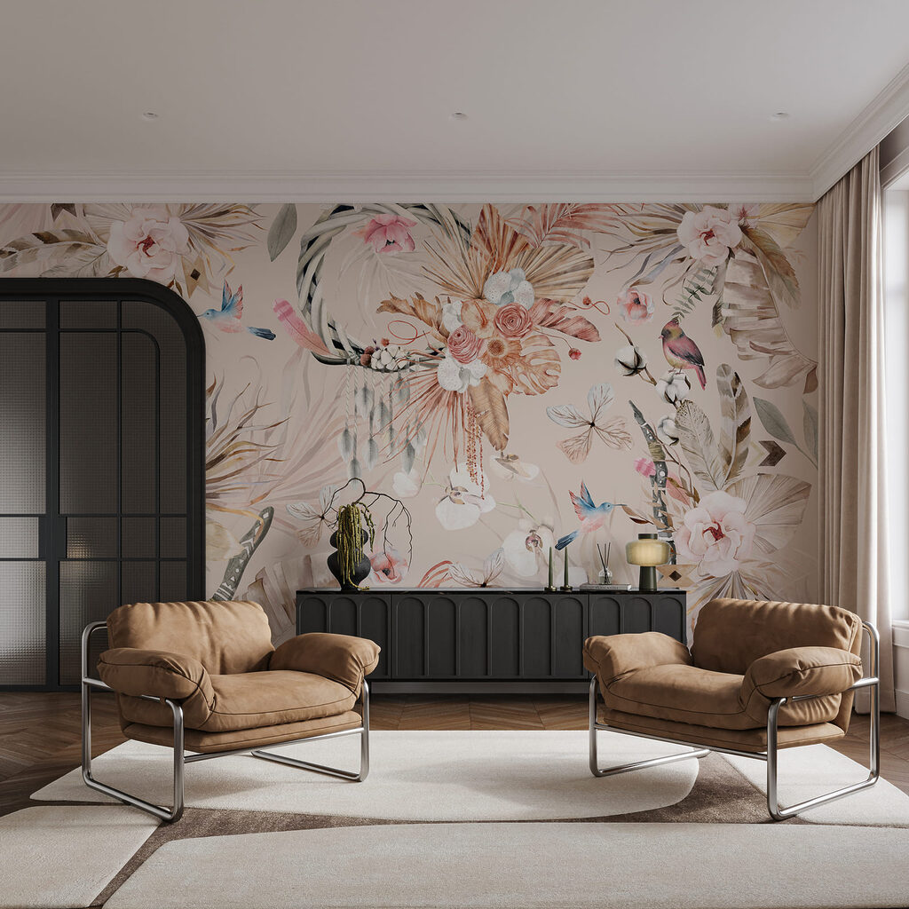 Floral pattern with birds and flowers Floral pattern with birds and flowers