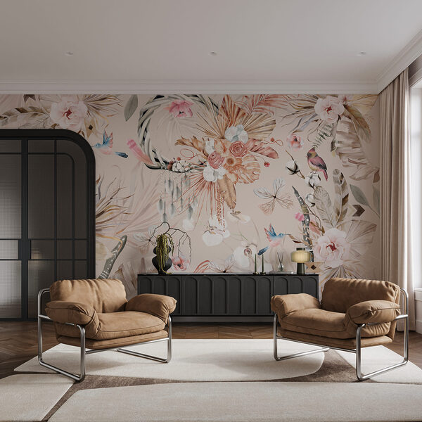 Floral pattern with birds and flowers Floral pattern with birds and flowers