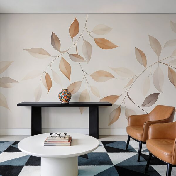 Wall mural Delicate leaves in warm hues (SKU: w03892) Wall mural Wall mural Delicate leaves in warm hues (SKU: w03892)