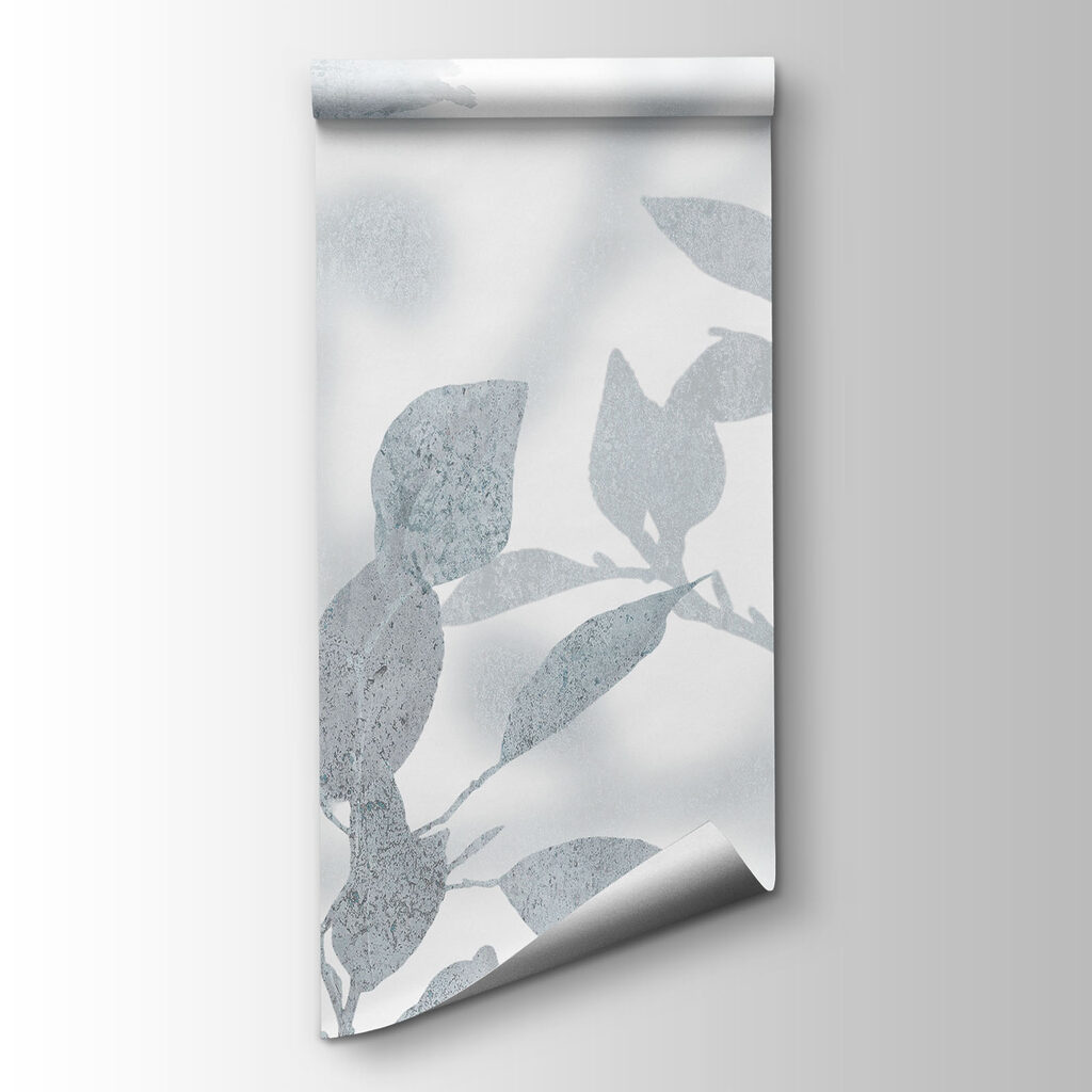 White and gray background with leaves and brush strokes White and gray background with leaves and brush strokes