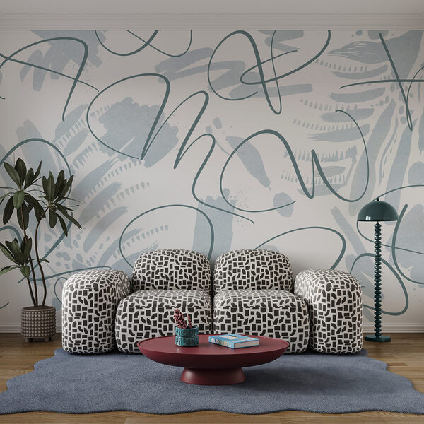 Wall mural Wall mural Artful swirls in soft hues (SKU: w03913v1)