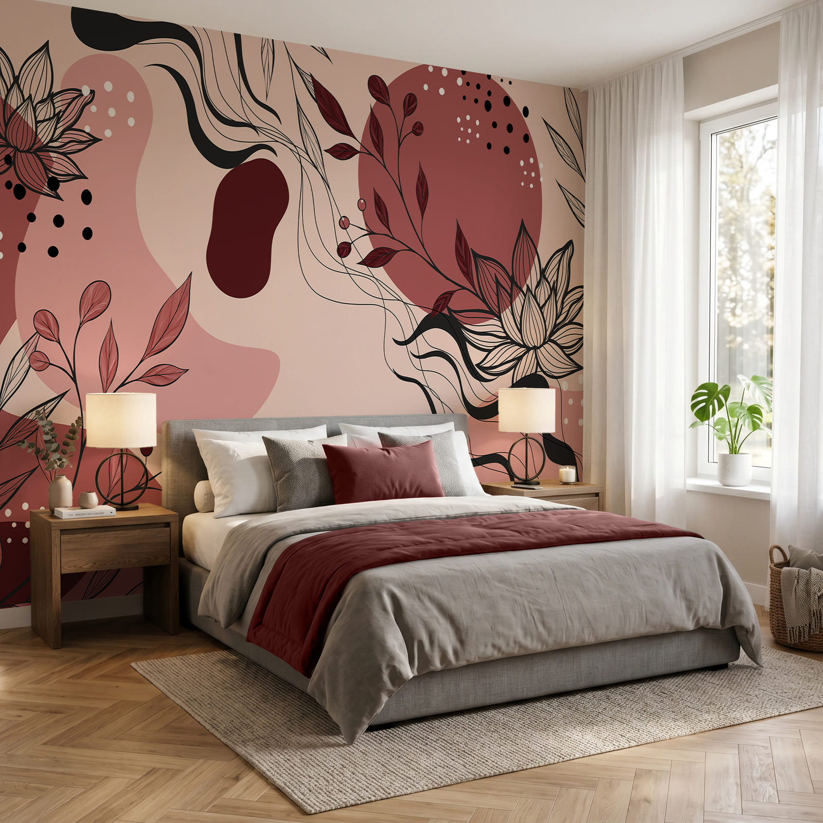 Abstract floral design in soft hues