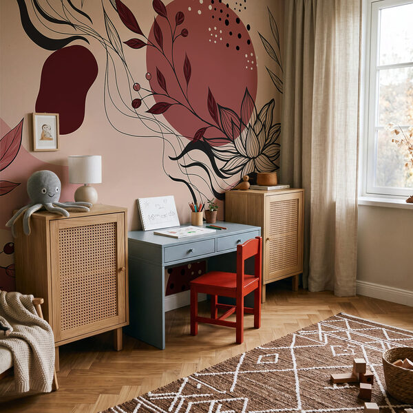 Abstract floral design in soft hues