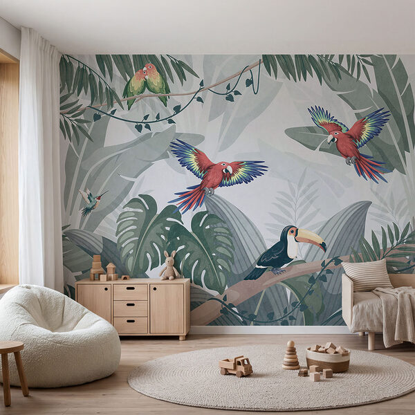 Group of birds on a tree branch