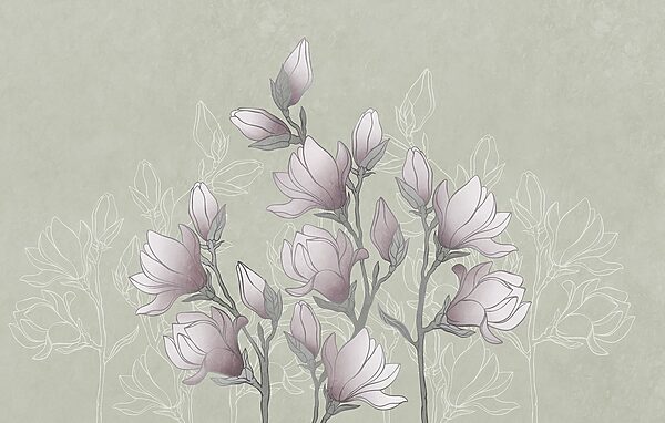 Drawing of flowers on a branch