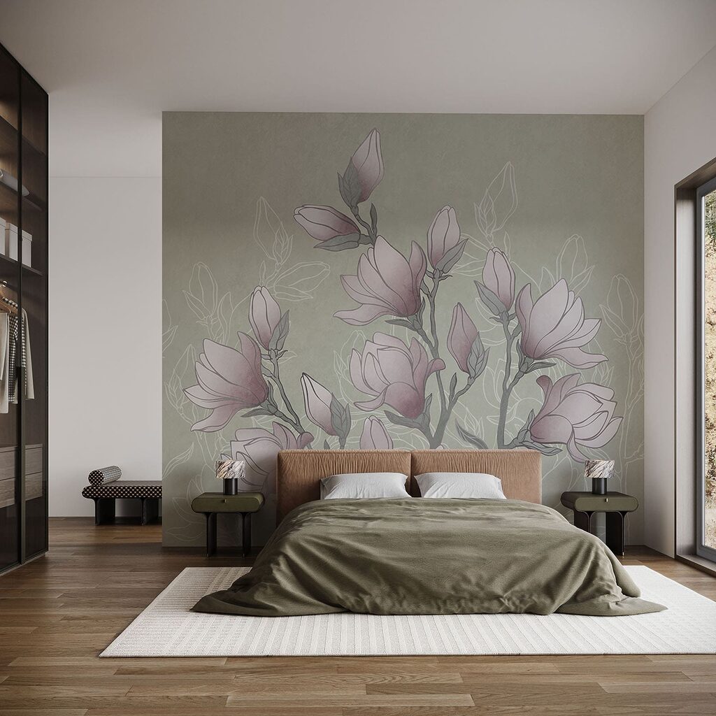 Drawing of flowers on a branch