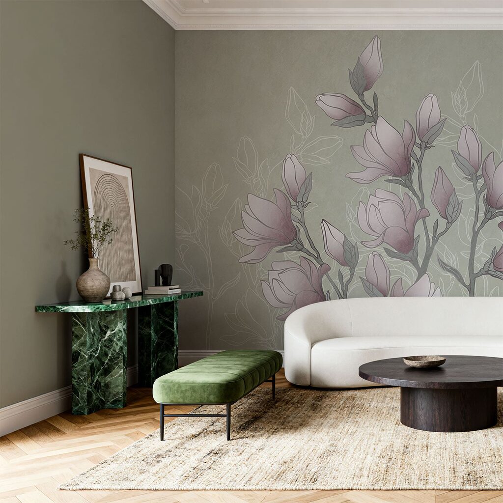 Drawing of flowers on a branch
