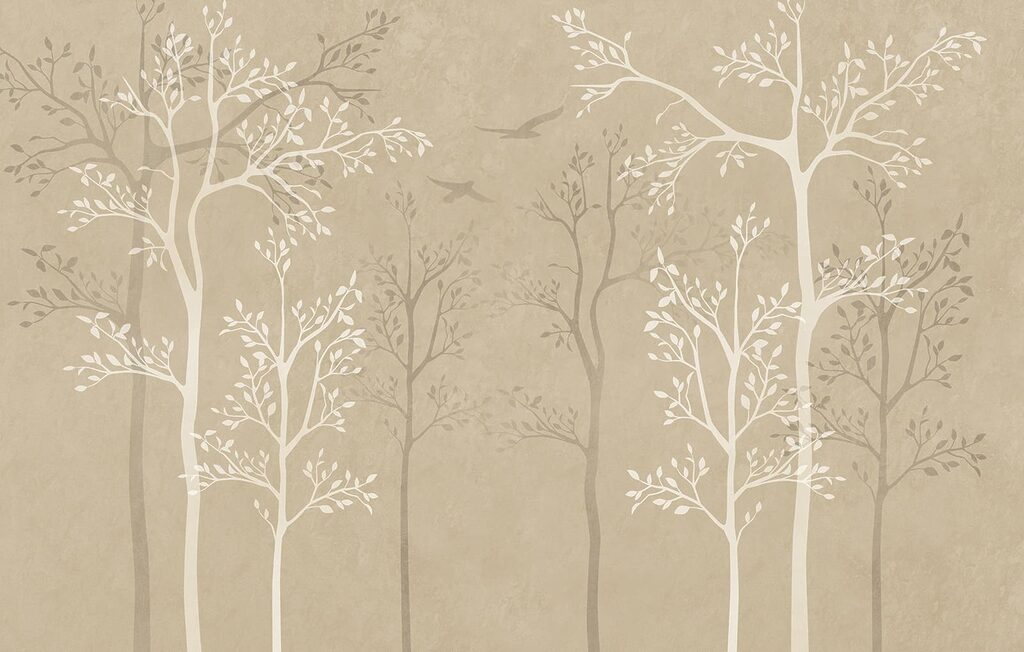 Wallpaper with trees and birds Wallpaper with trees and birds