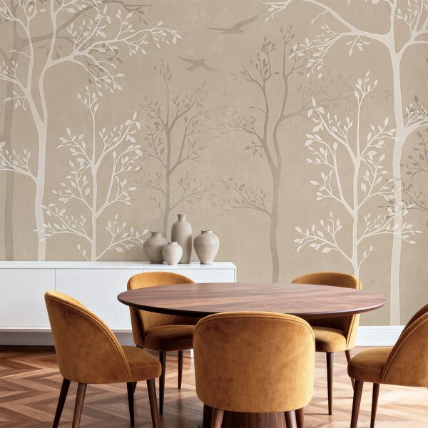 Wallpaper with trees and birds Wallpaper with trees and birds